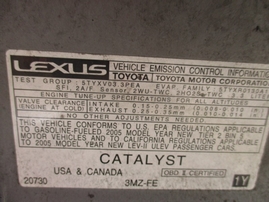 2005 LEXUS ES330 SILVER 3.3L AT Z16366